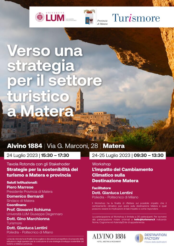 Locandina tavola rotonda “Verso una strategia per il settore turistico a Matera”